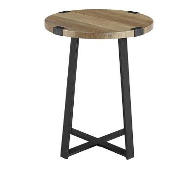 Photo 1 of 18" Metal Wrap Round Side Table - Reclaimed Barnwood