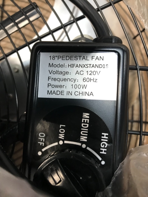 Photo 4 of 18" Cyclone Pedestal Fan,, display picture is not exact item but used for comparison for our product,, product very similar to display picture 