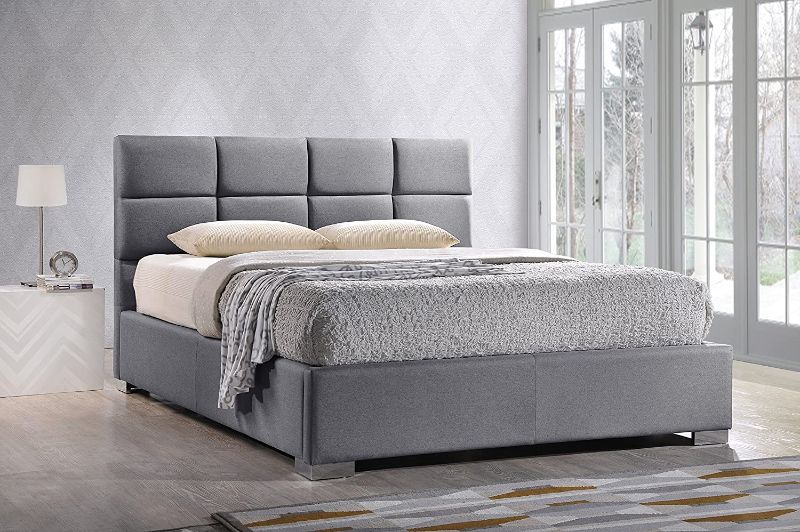 Photo 1 of Baxton Studio Sophie Modern & Contemporary Fabric Upholstered Platform Bed, Queen, Grey,, INCOMPLETE Box 1 of 2,,, ?87.8 x 66.4 x 41.14 inches,,, BBT6481-Queen-Grey