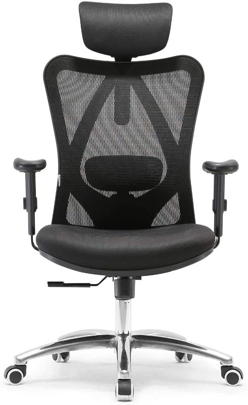 Photo 1 of  Office Chair Ergonomic Office Chair, Breathable Mesh Design High Back Desk Chair with Adjustable Headrest and Lumbar Support (Black)