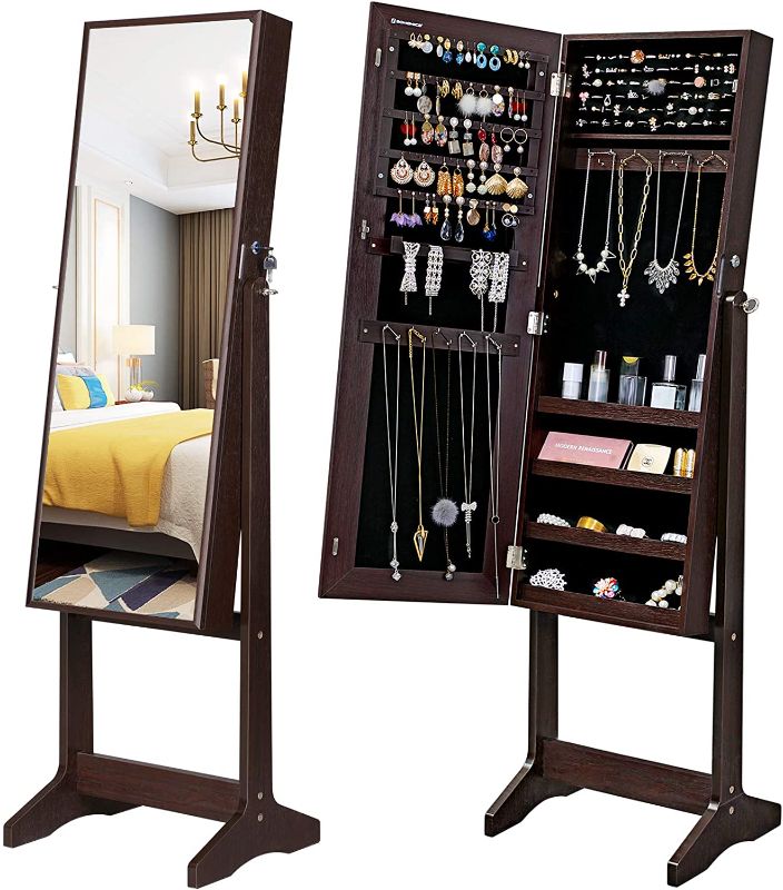 Photo 1 of SONGMICS LED Jewelry Cabinet,, Dark Brown: JJC69K,, 16.2 x 14.4 x 59.6 inches