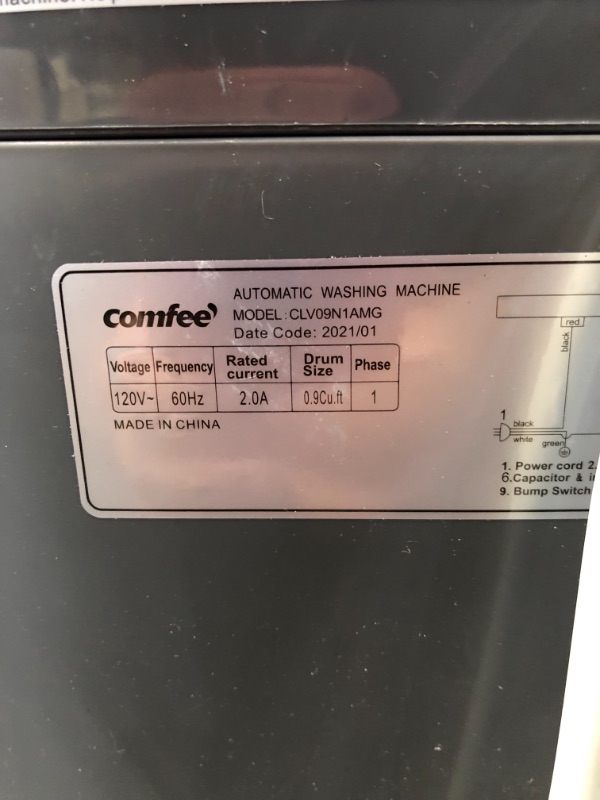 Photo 3 of COMFEE' Portable Washing Machine, 0.9 cu.ft Compact Washer With LED Display, 5 Wash Cycles, 2 Built-in Rollers, Space Saving Full-Automatic Washer, Ideal Laundry for RV, Dorm, Apartment, Magnetic Gray

//TESTED AND WORKING
