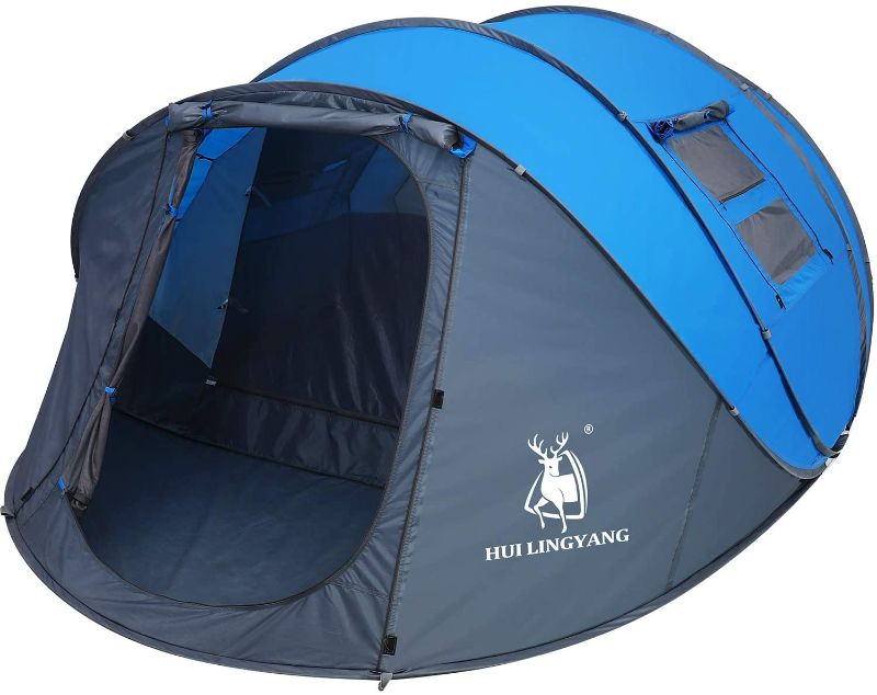 Photo 1 of 6 Person Easy Pop Up Tent,12.5’X8.5’X53.5'',Automatic Setup,Waterproof, Double Layer,Instant Family Tents for Camping,Hiking & Traveling
