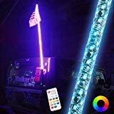 Photo 1 of OMUOFFROAD 5FT LED Whip Lights 360° Twisted Antenna Dream Wrapped Dancing Whips for Polaris RZR ATV Antenna Whip UTV Quad Sand Dune Buggy Flag Poles for Trucks w/Remote Control (One Whip)
