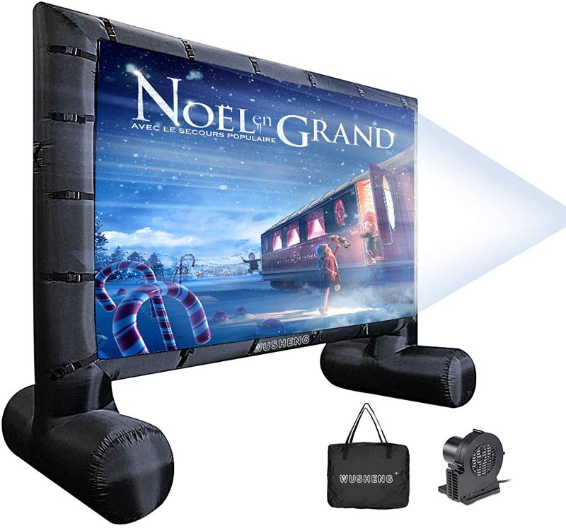 Photo 1 of 16 Feet Inflatable Outdoor and Indoor Theater Projector Screen - Includes Inflation Fan, Tie-Downs and Storage Bag - Only Supports Front Projection (16FT)
