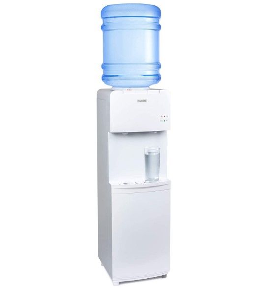 Photo 1 of Igloo IWCTL352CHWH Hot & Cold Top-Loading Water Cooler Dispenser, Holds 3 & 5 Gallon Bottles, Child Safety Lock, Perfect for Homes, Kitchens, Offices, Dorms, White
