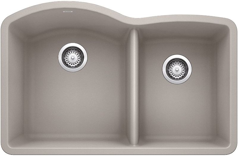 Photo 1 of BLANCO, Concrete Gray 442745 DIAMOND SILGRANIT 60/40 Double Bowl Undermount Kitchen Sink, 32" X 21"
