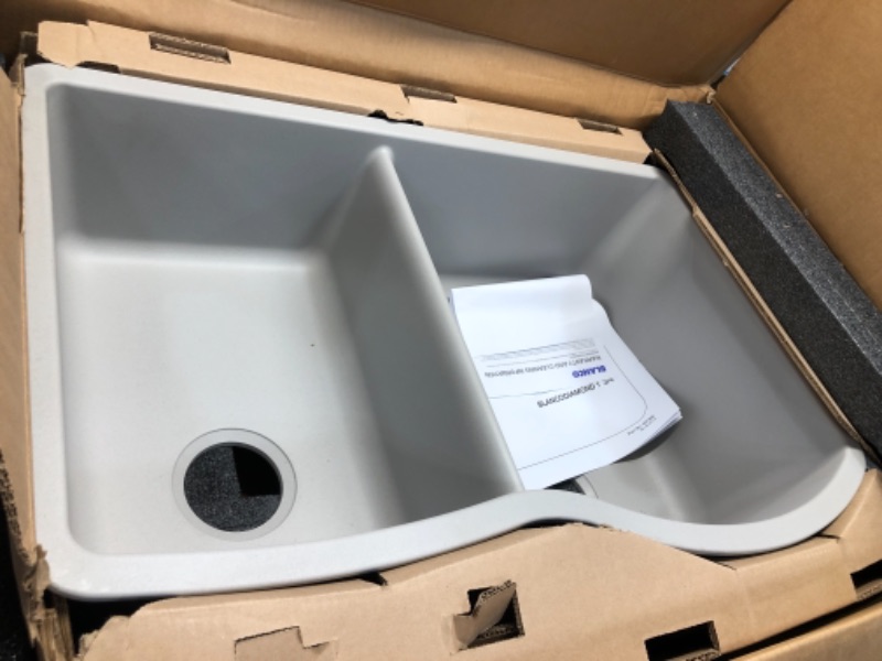 Photo 2 of BLANCO, Concrete Gray 442745 DIAMOND SILGRANIT 60/40 Double Bowl Undermount Kitchen Sink, 32" X 21"
