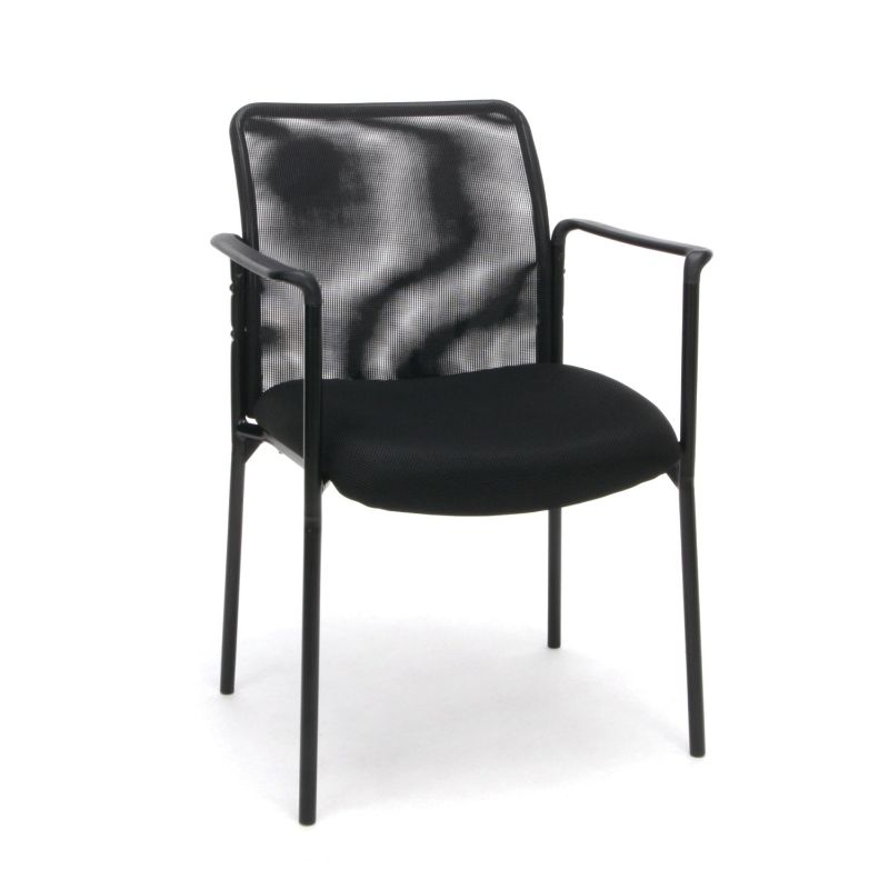 Photo 1 of OFM ESS Collection Mesh Back Upholstered Side Chair, with Arms, Black
