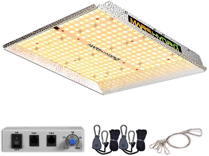 Photo 1 of MARS HYDRO TS 1000W Led Grow Light 3x3ft Daisy Chain Dimmable Full Spectrum LED Growing Lights for Indoor Plants Greenhouse Veg Bloom Light with 342 LEDs Hydroponic Growing Lamps Actual Power 150Watt
