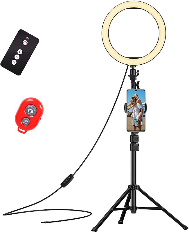 Photo 1 of Emart 10-inch Selfie Ring Light with Adjustable Tripod Stand and Cell Phone Holder for Live Stream