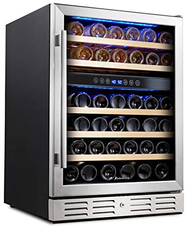 Photo 1 of Kalamera 24'' Wine Cooler Refrigerator 46 Bottle Dual Zone Built-in or Freestanding Fridge with Stainless Steel & Triple-Layer Tempered Reversible Glass Door and Temperature Memory Function
