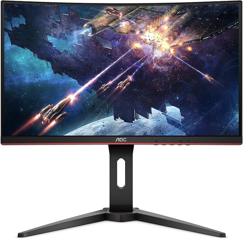 Photo 1 of AOC C24G1 24" Curved Frameless Gaming Monitor, FHD 1080p, 1500R VA panel, 1ms 144Hz, FreeSync, Height adjustable, VESA, 3-Year Zero Dead Pixels Black
