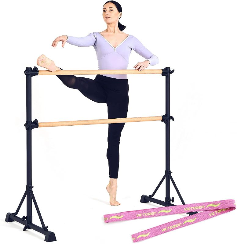 Photo 1 of **incomplete** Victorem Portable Ballet Barre for Home - 4 FT. Ballet Bar for Ballet, Dancing or Stretching, Ballet Barres for Adults - Bonus Resistance Band Included
