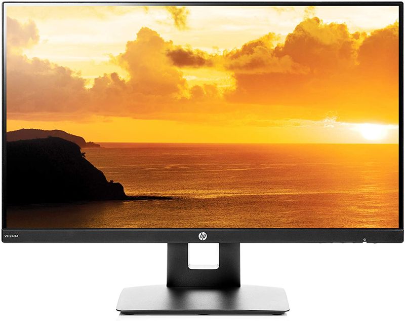 Photo 1 of HP VH240a 23.8-Inch Full HD 1080p IPS LED Monitor with Built-In Speakers and VESA Mounting, Rotating Portrait & Landscape, Tilt, and HDMI & VGA Ports (1KL30AA) - Black
