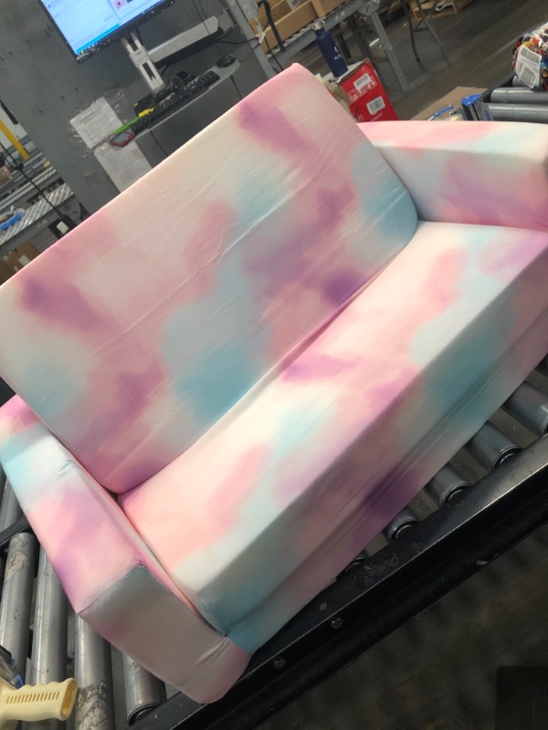 Photo 2 of Delta Children Cozee Flip-Out Sofa - 2-in-1 Convertible Sofa to Lounger for Kids, Pink Tie Dye
