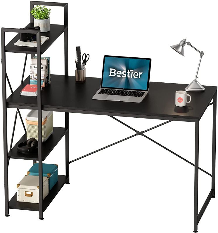 Photo 1 of 
Bestier Computer Desk with Storage Shelves 47 Inch Home Office Desk Writing Study Table for Small Space, Black