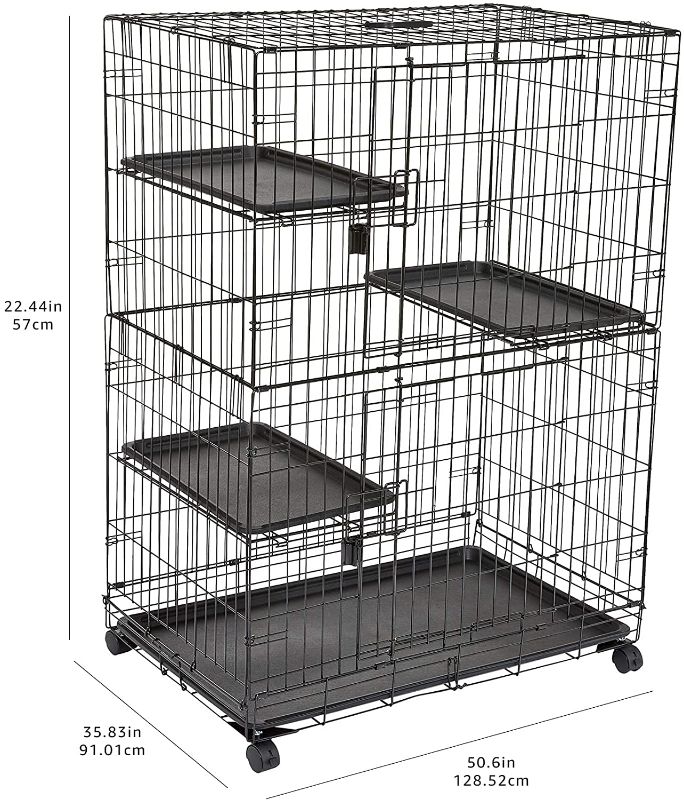 Photo 1 of Amazon Basics Large Kennel, 3-Tier, Cat Cage Playpen Crate - 36 x 22 x 51 Inches, Black
