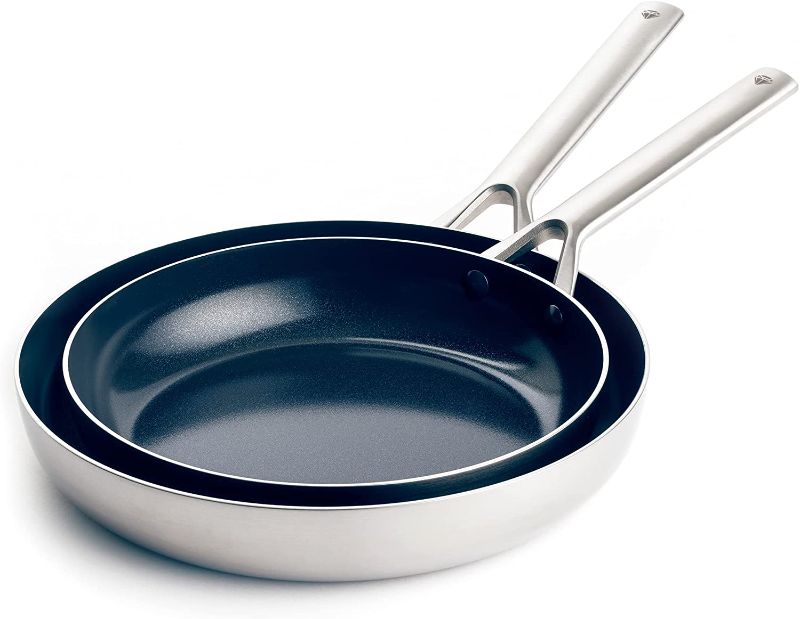 Photo 1 of 
Blue Diamond Cookware Steel Triple Stainless Steel Induction Safe, Frying Pan Set, 9.5" and 11", Silver
Size:Frying Pan Set, 9.5" and 11