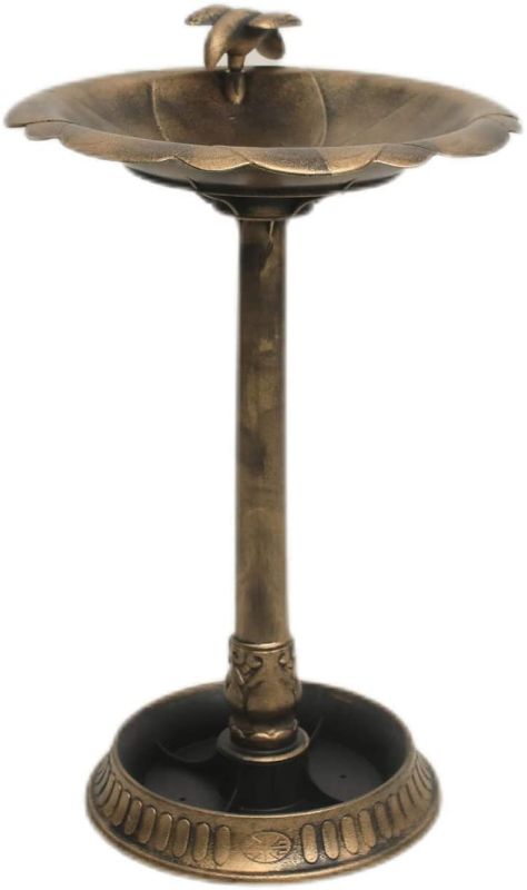 Photo 1 of 1. GO 30 Inch Height Polyresin Lightweight Antique Outdoor Garden Bird Bath, Bronze
Color:Bronze