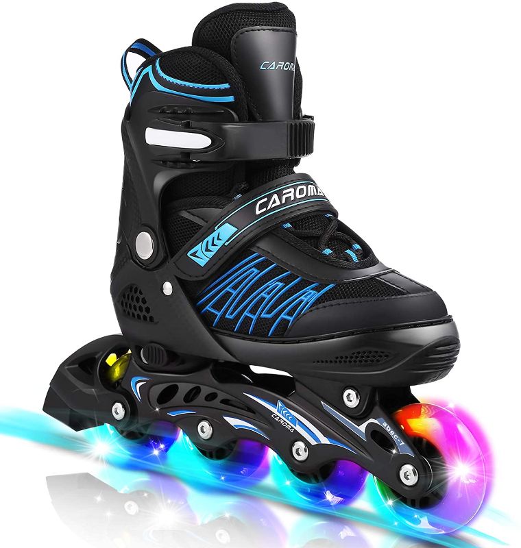 Photo 1 of Caroma Inline Skates Women with 8 Lights Up LED Wheels Outdoor Size 7  Adjustable Roller Skates for Kids Women Men
