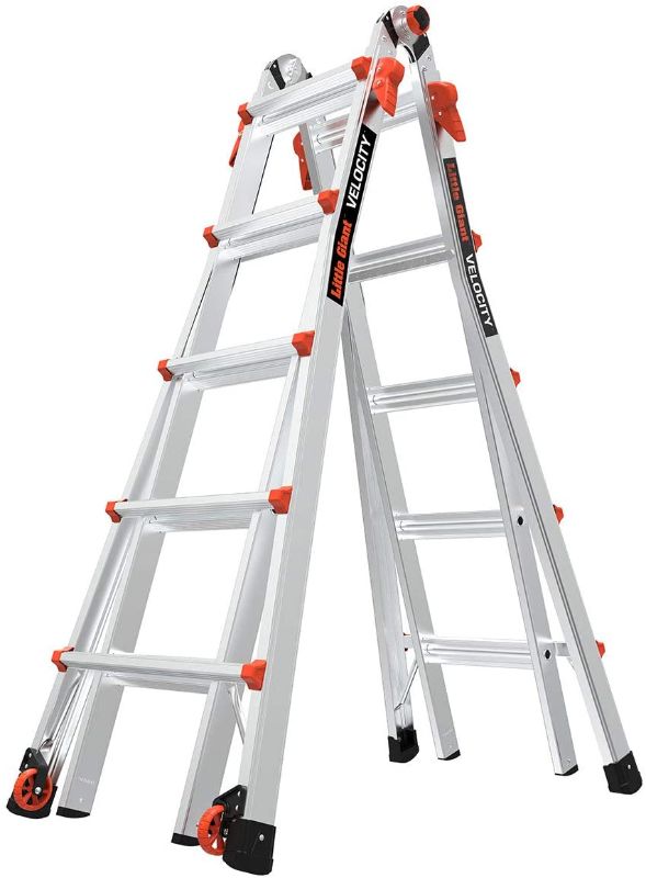 Photo 1 of Little Giant Ladders, Velocity with Wheels, M22, 22 Ft, Multi-Position Ladder, Aluminum, Type 1A, 300 lbs Weight Rating, (15422-001)
