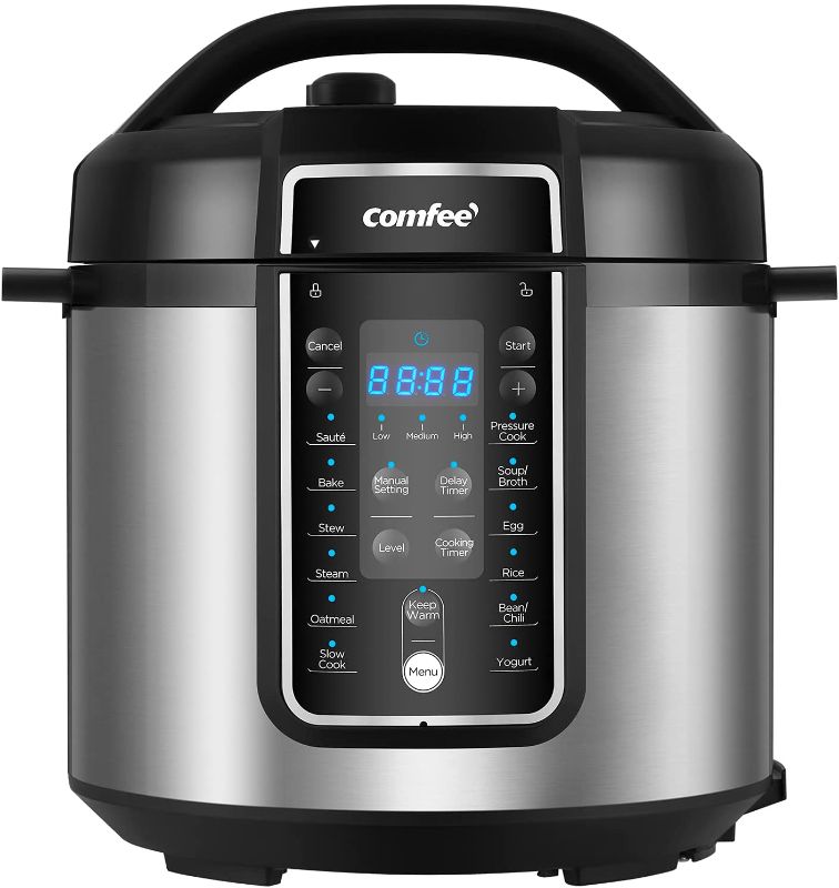 Photo 1 of COMFEE’ 6 Quart Pressure Cooker 12-in-1, One Touch Kick-Start Multi-Functional Programmable Slow Cooker, Rice Cooker, Steamer, Sauté pan, Egg Cooker, Warmer and More
