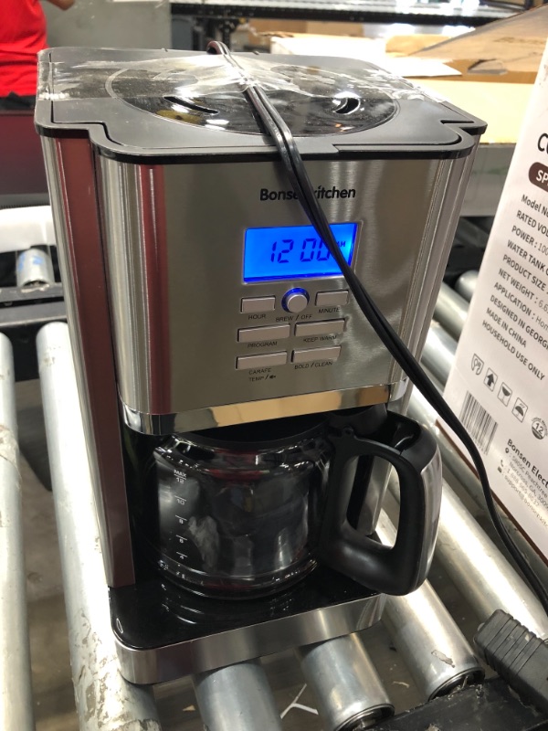 Photo 3 of 12 Cup Programmable Stainless Steel Drip Coffee Maker Machines Built in Hot Preservation Board Coffee Pot with Glass Carafe Permanent Filter Basket 60
