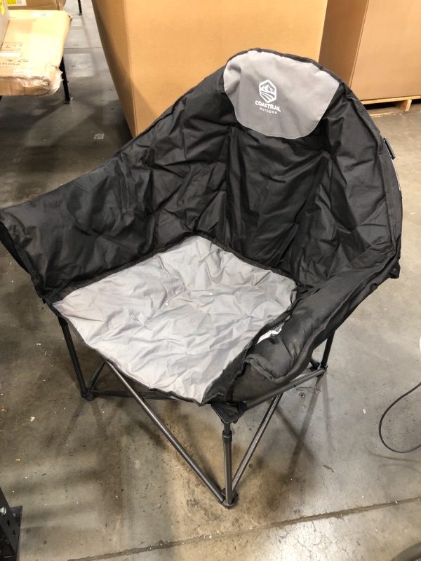 Photo 3 of (BROKEN OFF JOINT CLASP) 
Coastrail Outdoor Oversized Padded Camping Chair Round Moon Saucer Folding Chair Outdoor Club Chair with Cup Holder, Supports 350lbs
