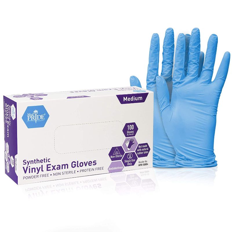 Photo 1 of (pack of 6) Med PRIDE Synthetic Nitrile-Vinyl Blend Exam Gloves, Medium 100