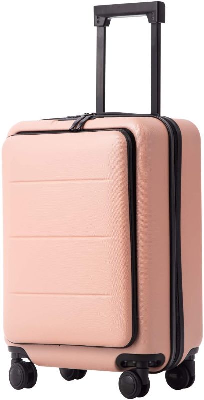 Photo 1 of (FRAYED THREAD/COSMETIC DAMAGE FRONT) 
COOLIFE Luggage Suitcase Piece Set Carry On ABS+PC Spinner Trolley with pocket Compartmnet Weekend Bag (Sakura pink, 20in(carry on))
