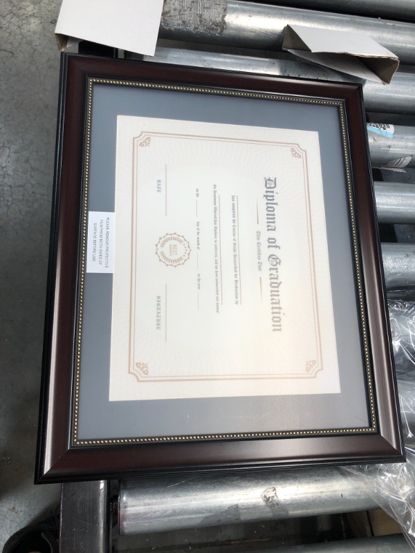 Photo 2 of (MISSING GOLD BACKING) 
GraduatePro 11x14 Diploma Frame Display 8.5x11 Document Certificate, CPA License Frame, Professional Wooden Look with Black Over Gold Mat, College...
