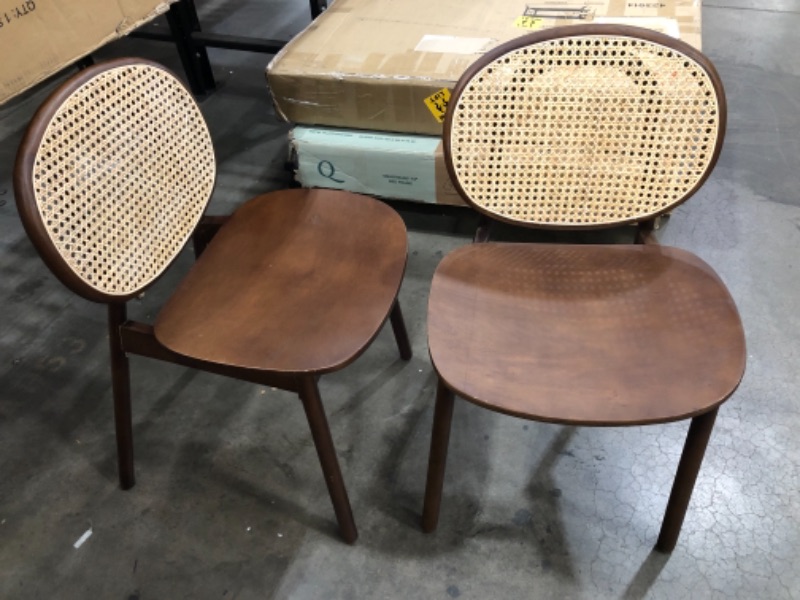 Photo 2 of (BROKEN BACK RAIL; SCRATCH SURFACES; DAMAGE SURFACES) 


Halen Collection C16-WALNUT-BEECHWOOD/RATTAN-DC Mid-Century Modern Brown Woven Rattan and Walnut Brown Wood Finished 2-Piece Cane Dining Chair Set
