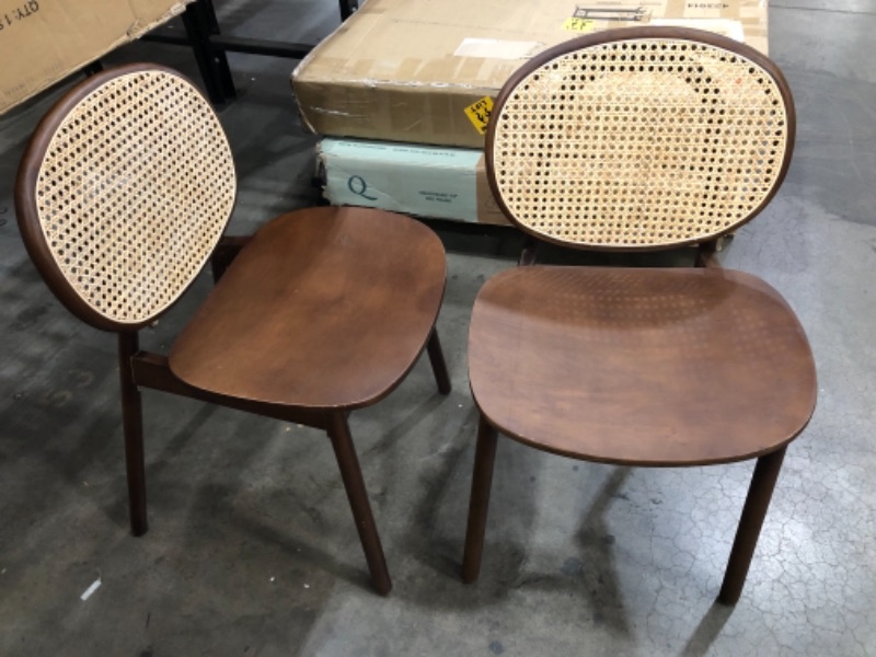 Photo 1 of (BROKEN BACK RAIL; SCRATCH SURFACES; DAMAGE SURFACES) 


Halen Collection C16-WALNUT-BEECHWOOD/RATTAN-DC Mid-Century Modern Brown Woven Rattan and Walnut Brown Wood Finished 2-Piece Cane Dining Chair Set
