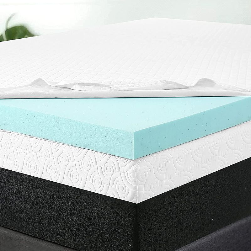 Photo 1 of ABAKAN 3 Inch Memory Foam Mattress Topper Full Size - Cooling Gel Bed Topper for College - Firm Mattress Topper for Back Pain (with Removable Soft Bamboo Fiber Cover)
