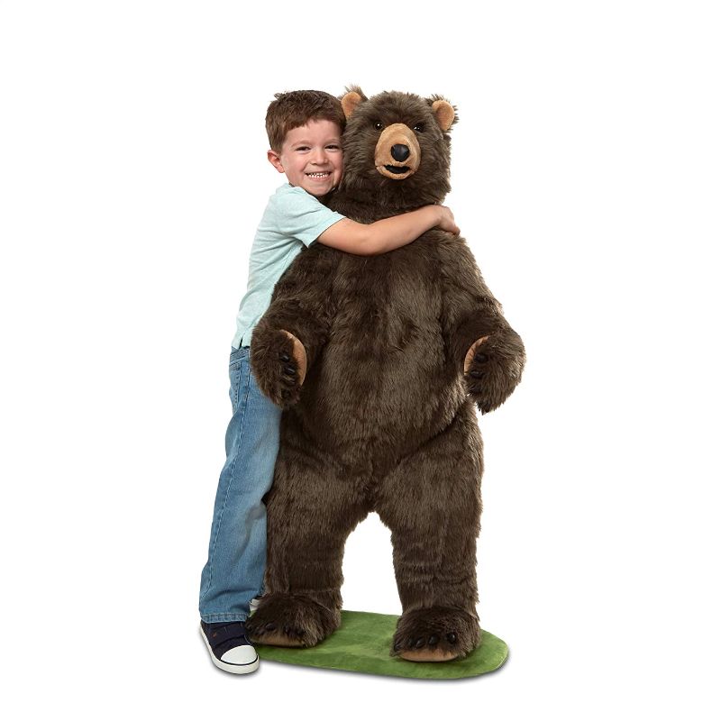 Photo 1 of Melissa & Doug Giant Lifelike Plush Grizzly Bear Standing Stuffed Animal (Almost 4 Feet Tall) , Brown
