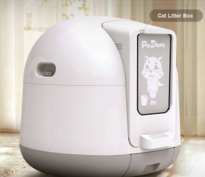 Photo 1 of  Cat Litter Box, Large Ultra-Quiet Intelligent Automatic Closed Toilet, Induction Cleaning Deodorant Cat Toilet, Automatically Called Cat Weight,White
