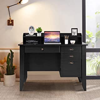 Photo 1 of Computer Table Desk, WATERJOY PC Laptop Notebook Executive Desk, Wood Frame Student Table, Study Computer Table,Writing Study Table,Home Office Computer Desk Black
