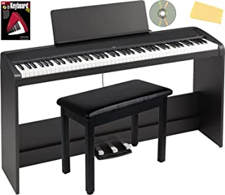 Photo 1 of Korg B2 Digital Piano Black Bundle with Furniture Stand, Three-Pedal Unit, Bench, Instructional Book, Instructional DVD, and Austin Bazaar Polishing Cloth

//black keys on the lower octave are damaged //seat is damaged//item is chipped //tested, powers on