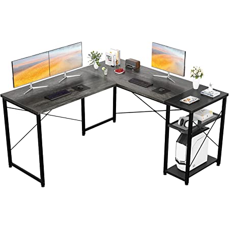 Photo 1 of FukiFuki L-Shaped Computer Office Desk, 59.1" Corner Gaming Desk,Office Writing Workstation,with Adjustable Shelves, Space-Saving, Easy to Assemble 