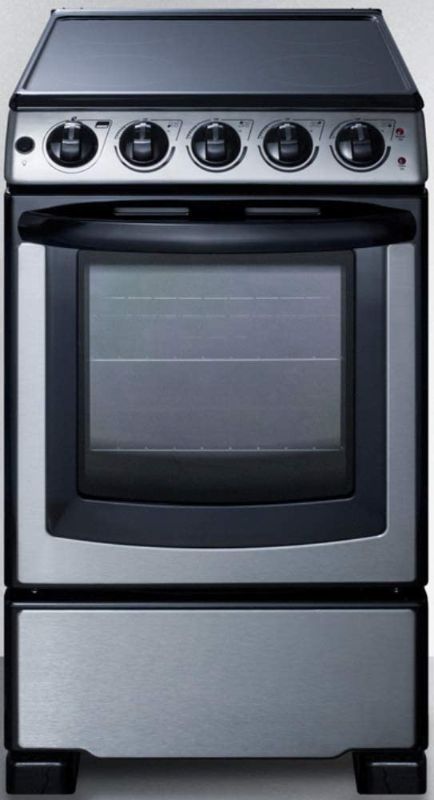 Photo 1 of Summit Appliance REX2071SSRT 20" Wide Slide-In Look Smooth-Top Electric Range in Stainless Steel with Oven Window, Adjustable Racks, Hot Surface Indicator, Indicator Lights, Upfront Controls
