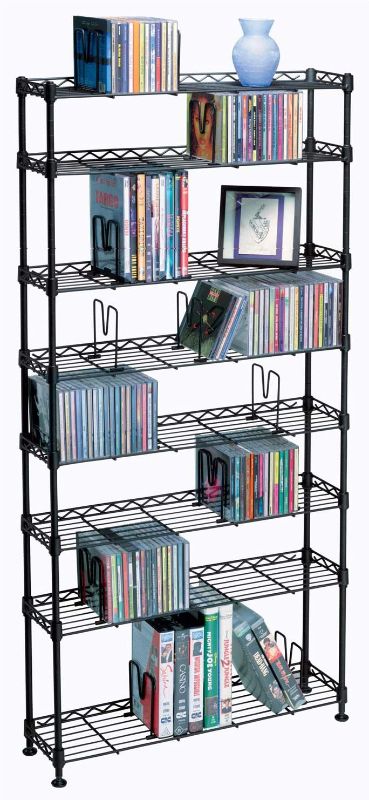 Photo 1 of Atlantic Maxsteel 8 Tier Shelving - Heavy Gauge Steel Wire Shelving for 440 CD/228 DVD/264 BluRay/Games Media in Black - 3020
