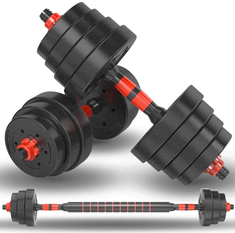 Photo 1 of Adjustable Dumbbells, 22/33/44/55/66 Lbs Weight Range, Dumbbell Barbell 2 in 1, Solid with Rubbery Protective Cover, Easy Assembly and Save Space, Home Gym Equipment for Men and Women