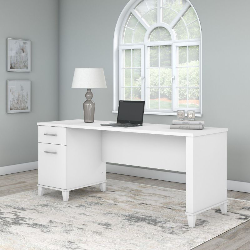 Photo 1 of 72W Office Desk with Drawers in White