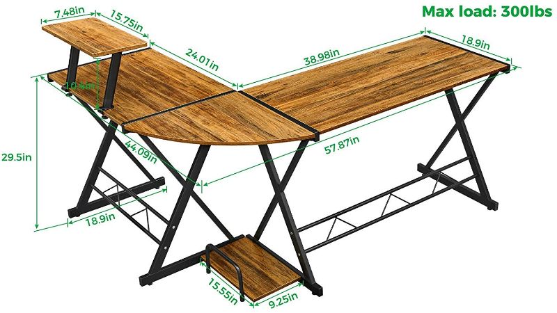 Photo 1 of GreenForest L Shaped Desk 58” Reversible Corner Computer Desk