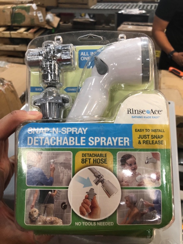 Photo 2 of 1-Spray 2 in. Single Freestanding Handheld Adjustable Shower Head in White
