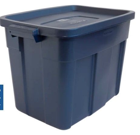 Photo 1 of 6 containers Rubbermaid® Roughneck Totes, 18-Gallon, Dark Indigo Metallic Item # 4760522

