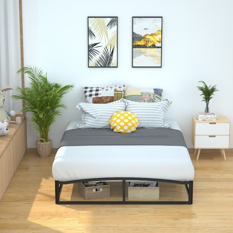 Photo 1 of Amazon Basics 10" Modern Metal Platform Bed with Wood Slat Support - Mattress Foundation - No Box Spring Needed, Full ?74.5 x 10 x 53.5 inches

