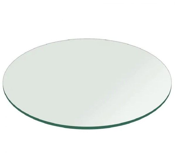 Photo 1 of 36 in. Clear Round Glass Table Top, 1/2 in. Thickness Tempered Flat Edge Polished
