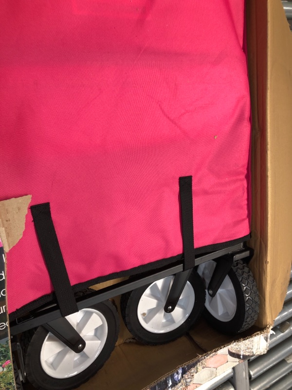 Photo 1 of Mac Sports Collapsible Folding Outdoor Garden Utility Wagon Cart, Pink